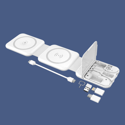 Carregador sem fio magnético de dois em um com USB e ejetor de cartão SMI Micro Lightning