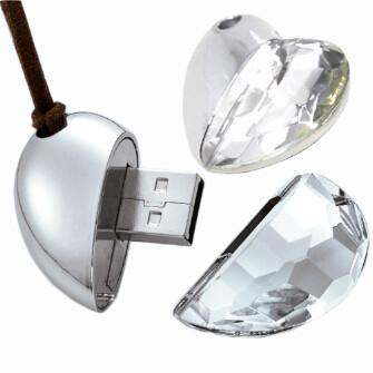 Movimentação instantânea escondida Crystal Metal 64GB de Chip Jewelry Style Heart USB