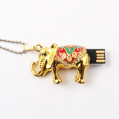 Joias de elefante em forma de cristal USB Drive escondido dentro da memória 64GB