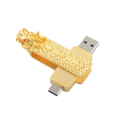 Drive flash tipo C em forma de dragão e USB com leitura e escrita rápida 3.0 usb