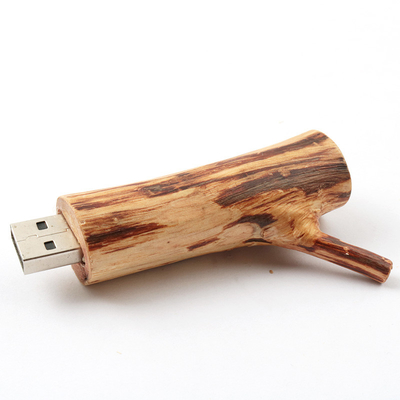 A raiz da árvore dá forma ao logotipo de gravação instantâneo de madeira da movimentação 256GB de USB