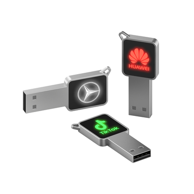 Disco flash USB de alta velocidade com corpo de metal/plástico luz LED brilha durante o trabalho