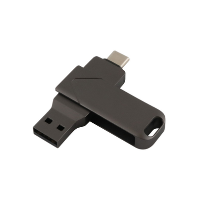 Tipo C e Usb ambos cor rápida portuária do preto da arma do corpo do metal da vara da memória