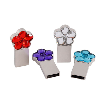 Notebook 64g 128g Metal USB Flash Drive em forma de flor Cristal