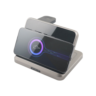 Carregador sem fio multifuncional de material ABS PC com entrada de 5V/2.1A e suporte de caixa