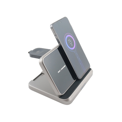 Carregador sem fio multifuncional de material ABS PC com entrada de 5V/2.1A e suporte de caixa