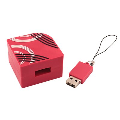 Discos flash USB de silicone personalizados Impressão a cores inteiras Forma retangular Capacidade de 128 GB
