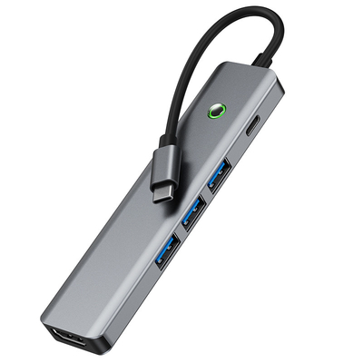 Estação de dados multifuncional USB C Hub Adaptador inteligente com velocidade de transferência de 5 Gbps