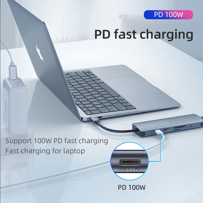 Estação USB 3.0 Usb C Hub Adaptador inteligente / Hub de cartão de memória com velocidade de transferência de dados de 5Gbps