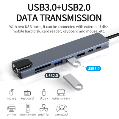 Transferência de dados rápida Leitor de cartão de memória de alumínio Hub rápido / Hub de cartão de memória com estilo encantador