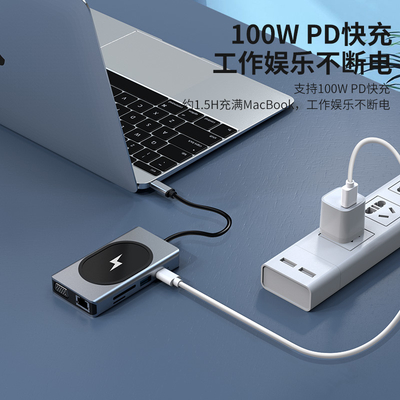 Adaptador multifunção USB tipo C HUB 9 em um e com leitor de cartão de memória