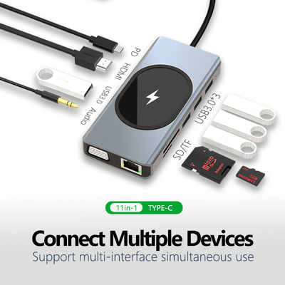 Adaptador de transferência de dados de vários portos Hub 11 em um Até 5Gbps velocidade de transferência suporta muitas portas
