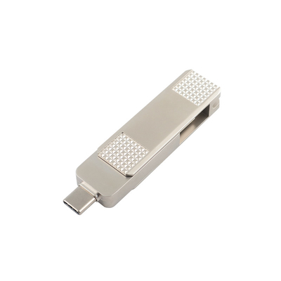 Discos flash USB de metal tipo C de prata podem girar 360 graus com proteção de senha