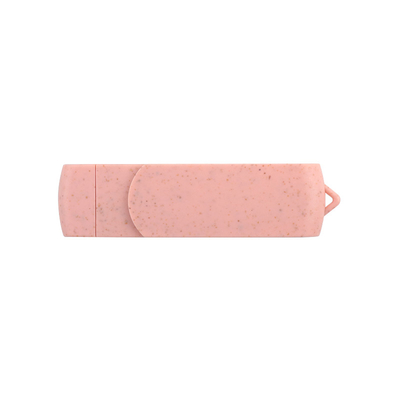 Tipo C USB Flash Drives Plastico rosa com palha Material reciclável e logotipo personalizado