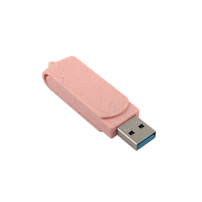 Tipo C USB Flash Drives Plastico rosa com palha Material reciclável e logotipo personalizado