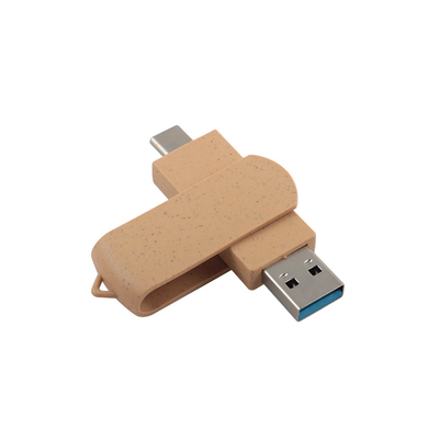 USB Vibrante Beige personalizado com logotipo gravado a laser Materiais recicláveis