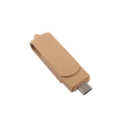 USB Vibrante Beige personalizado com logotipo gravado a laser Materiais recicláveis