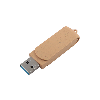 USB Vibrante Beige personalizado com logotipo gravado a laser Materiais recicláveis