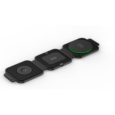 Carregador portátil sem fio magnético três em um para carregamento de telefone rápido em preto/branco