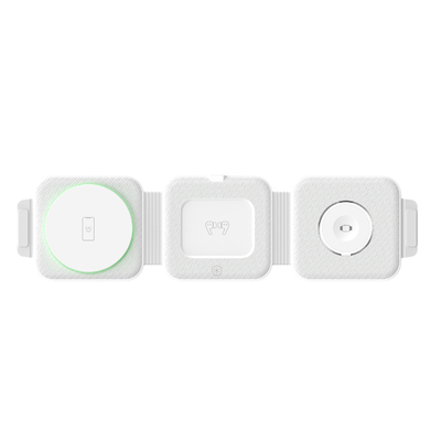 Carregador magnético sem fio dobrável de três em um ABS de plástico para iPhone iWatch e mais