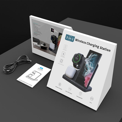 Material ABS PC Carregador sem fio de 15W para iPhone iWatch AirPod Rápido e conveniente