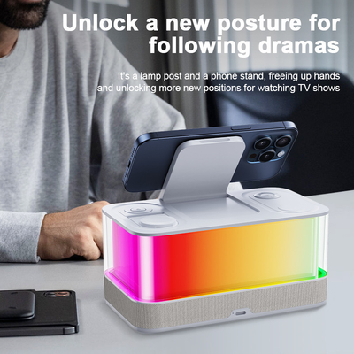 Carregador sem fio habilitado para Qi e alto-falante Bluetooth com luzes coloridas Compatibilidade dispositivos habilitados para Qi