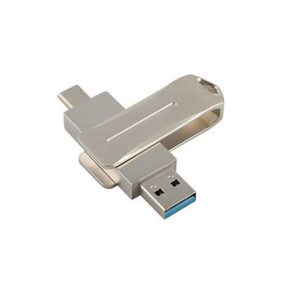 Silver Metal Usb Flash Drive With Type C Use By Phone And Computer Type C Port