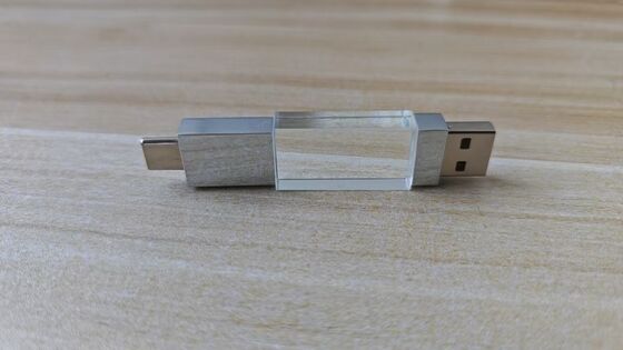 Crystal Usb 3.0 USB A com Tipo C Ambas as portas de leitura muito rápida Parte de cristal pode gravar logotipo Parte de metal pode laser logotipo dentro tem dois chips flash