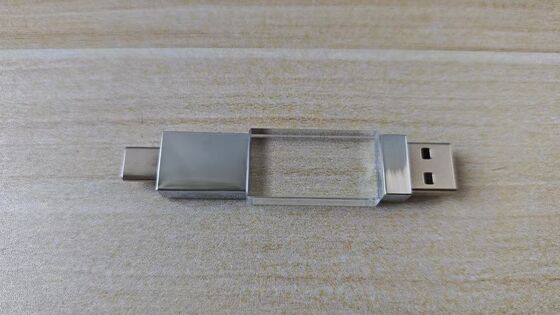Crystal Usb 3.0 USB A com Tipo C Ambas as portas de leitura muito rápida Parte de cristal pode gravar logotipo Parte de metal pode laser logotipo dentro tem dois chips flash