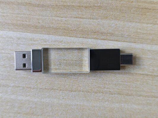 Crystal Usb 3.0 USB A com Tipo C Ambas as portas de leitura muito rápida Parte de cristal pode gravar logotipo Parte de metal pode laser logotipo dentro tem dois chips flash