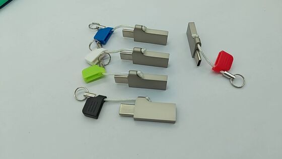 Unidade flash usb tipo c com usb a com tampa de metal de corrente pequena pode laser e imprimir logotipo velocidade rápida 3.2 usb e 3.1 usb