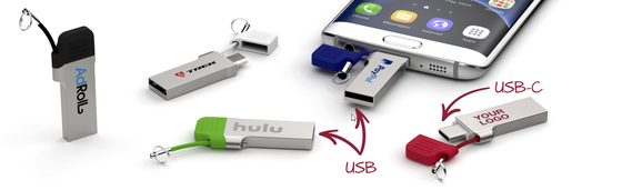 Unidade flash usb tipo c com usb a com tampa de metal de corrente pequena pode laser e imprimir logotipo velocidade rápida 3.2 usb e 3.1 usb