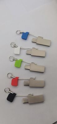 Unidade flash usb tipo c com usb a com tampa de metal de corrente pequena pode laser e imprimir logotipo velocidade rápida 3.2 usb e 3.1 usb