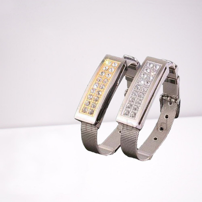 Bracelete instantâneo 32GB de couro 128GB da movimentação de Shell Silicone Wristband USB do metal