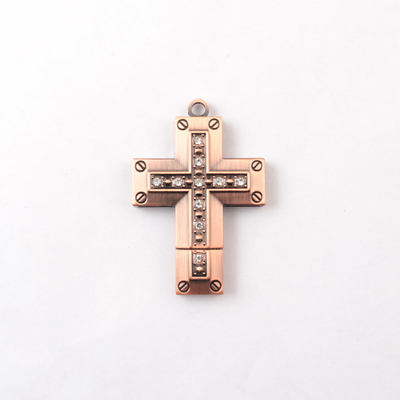 128GB Crystal USB Flash Drive Collar em forma de crucifixo para Natal ou feriado