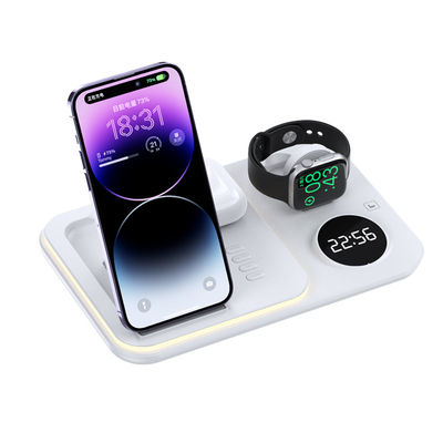 Carregador sem fio dobrável de 110K - 205KHZ com relógio e LED