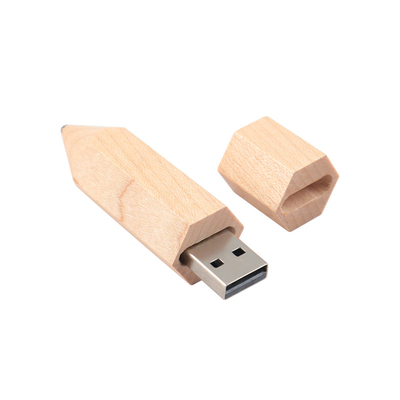 Caneta de madeira de bordo em forma de memória USB custom logotipo Impressão ou Reboco