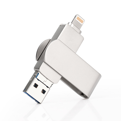 Discos flash USB OTG prateados Transferência de dados rápida e fácil com função Plug And Play