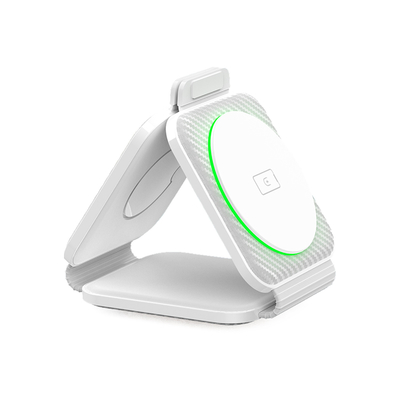Carregador magnético sem fio dobrável de três em um ABS de plástico para iPhone iWatch e mais
