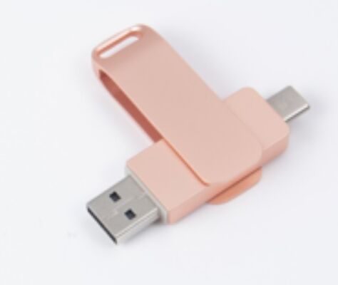 Pen Drive Rose Gold USB 3.0 com Porta Tipo C, Compatível com Celular e Computador, 256GB 512GB