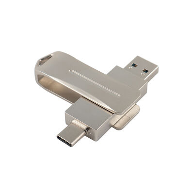 Movimentação flash de prata do USB do metal com tipo uso de C pelo tipo porto do telefone e do computador de C