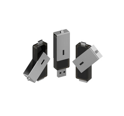 O clipe de prata USB pode girar 360 graus e o USB A e o tipo C podem ser unidades flash USB estendidas