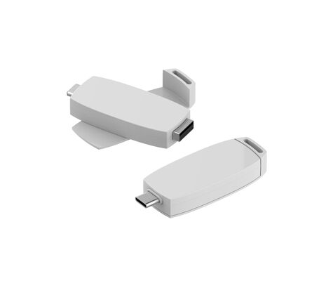 Pode girar 360 graus USB Flash Drive de plástico com portas tipo C Corpo de cor tem branco vermelho preto e azul Pode personalizar logotipo de impressão muito rápido