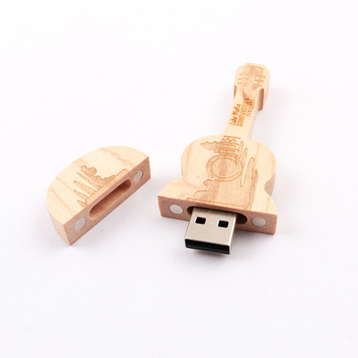 15 MB/S 32 GB 128 GB Pendrive de madeira Guitarra Memória de formato I Velocidade rápida