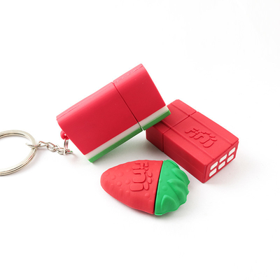 O chocolate bonito da morango da melancia da vara de USB do molde aberto do PVC deu forma