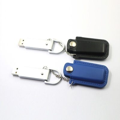 Vara de gravação da memória do de alta capacidade de Logo Leather Flash Drive 128GB 32GB