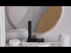 Carregador sem fio com lâmpada de mesa de proteção ocular para estudantes pode ser levantado e dobrado